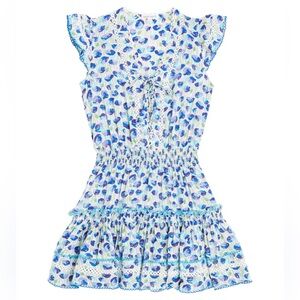 POUPETTE ST BARTH KIDS Anais blue floral printed ruffled dress size 6 EUC